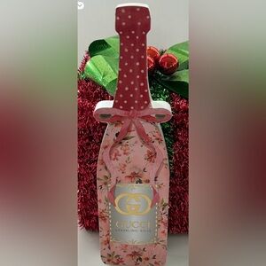 Gucci Sparkling Rosé Bottle Ornament Pink Floral Holiday Decor champagne bottle